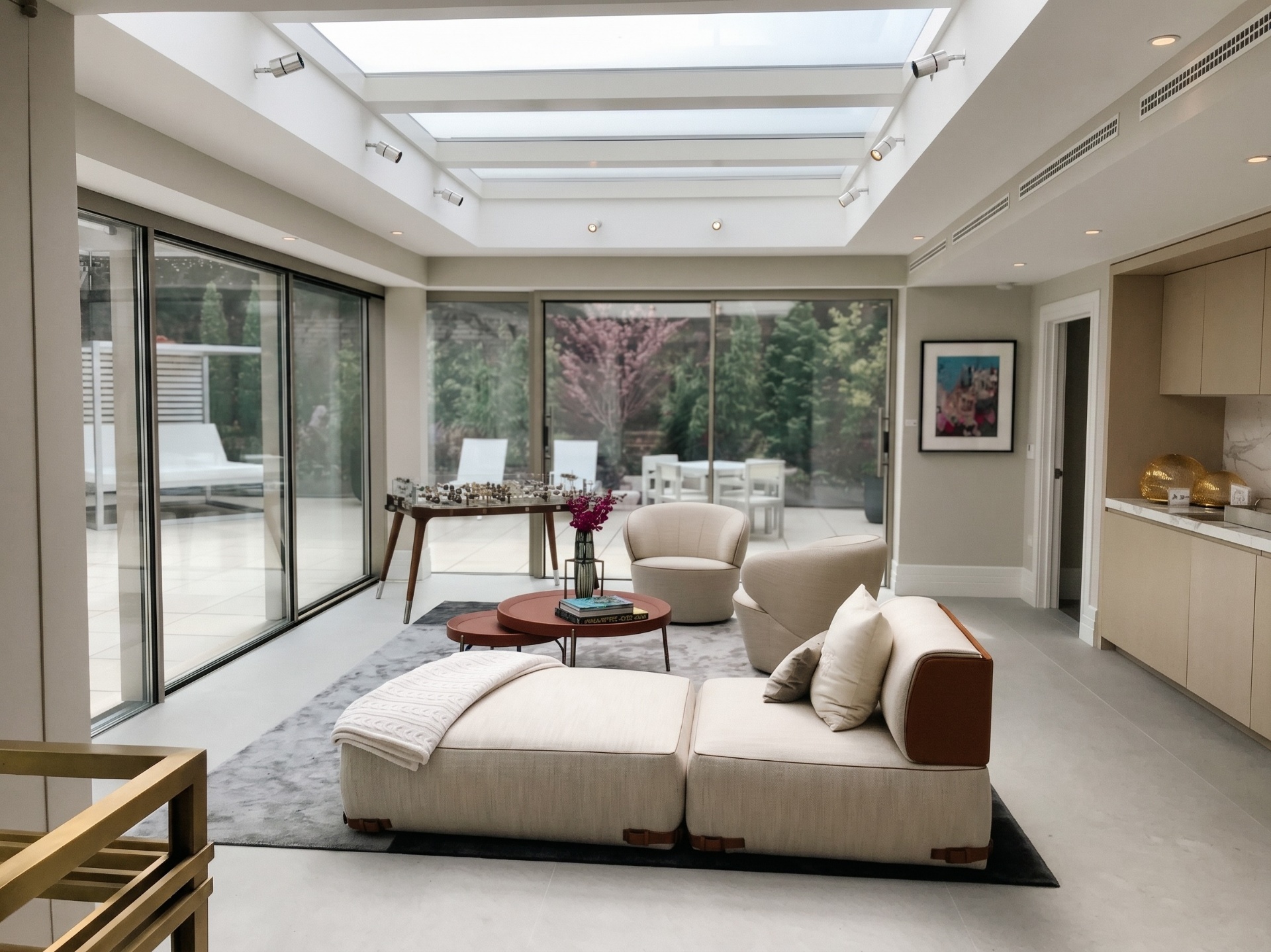 Sunlit conservatory living room